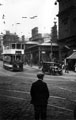 View: s17201 Tram No. 484 on High Street, photographed from Commercial Street, 1925-1935, Fitzalan Market Hall and Chambers in background