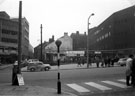 View: s17204 High Street looking towards Change Alley, 1960-1965, J. Walsh and Co., extreme right, also including Thornton's Chocolate Kabin, Brunch Bar, snack bar, and Steak House (The), restaurant