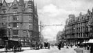View: s17238 High Street from Church Street, No. 1, Pawson and Brailsford, printers, Parade Chambers, left, Foster's Buildings, right
