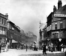 High Street from 'Coles Corner', premises on right, include No 8, White Bear public house, Nos. 10 - 14 William Foster and Son Ltd., tailors, Nos. 16 - 18 Charles Tinker, boot manufacturer
