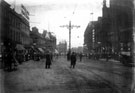 View: s17303 High Street, No. 13 Castle Chambers and No. 17 old Telegraph and Star offices, left, Foster's Buildings including No. 20 Greenlees and Sons, bootmakers, No. 24 John Harrison and Son, hosiers and hatters, right