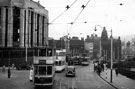 View: s17329 High Street looking towards Commercial Street anf Fitzalan Square (on right), former derelict premises of Burton Montague, left (eleven years after Blitz)