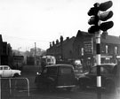 Looking towards Holywell Road at the crossroads with Upwell Street (left to right) and traffic lights on Carlisle Street East
