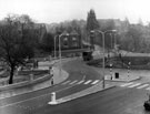 Hunter's Bar, Ecclesall Road, entrance to Endcliffe Park, left, Brocco Bank, in background