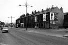 View: s17517 Langsett Road looking towards Infirmary Road showing amongst derelict properties Nos. 9 - 11 Leather and Simpson Ltd., cycle and motor dealers