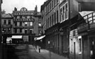 View: s17555 King Street, looking towards Market Place, No. 69 J.S. and T. Birks, grocers, premises on right include Nos. 7 - 15 Thomas Porter and Sons, tea and coffee merchants