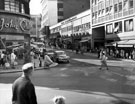 King Street from Haymarket, premises on right include Pearl Assurance House, No. 57 Central Dairy Products Ltd., pork butchers, No. 39 Dainties (Sheffield) Ltd., cafe