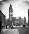 Leopold Street looking towards Town Hall Square, Jubilee Monolith and Town Hall, No.61 Leopold Street, G. Wright and Sons, dyers and cleaners
