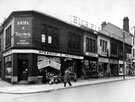 View: s17665 London Road at junction with Sitwell Place, premises include No. 292 Horridge and Wildgoose, motor cycle agents, No 284, W.F. Caudle, upholsterer