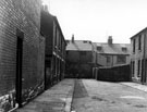 Housing on Manell Terrace looking towards the rear of the Talbot Inn (right), Hoyle Street