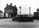 Fox and Grapes public house No. 519 Meadowhall Road and Blockhouse, Sheffield Tube Works, junction of Meadow Hall Road and Alsing Road looking towards Railway Viaduct