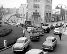 Junction of London Road and Cemetery Road from The Moor, No. 2 Barclays Bank, Locarno Ballroom (former Lansdowne Picture Palace) in background