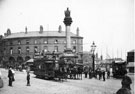 Crimean Monument, Moorhead, Nelson Hotel, in background, Construction of Newton Chambers, Newton House, right