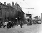 View: s18168 Tram Nos. 193 and 249 on Mowbray Street at the junction with Corporation Street