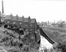 Houses at bottom of Prospect Square, Heeley, from Myrtle Road, River Sheaf and L.M.S. Railway, right, chimney on left belongs to C. T. Skelton and Co. Ltd., edge tool manufacturers, Sheaf Bank Works