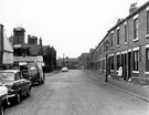 Ouseburn Road looking towards No. 13 Thames Street and rear of properties on Nidd Road with Hammerton County School (left)