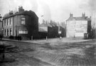 View: s18626 New Church Street, from Norfolk Street, showing St. Paul's Chambers, left, housing Sheffield Corporation Sewerage and Rivers Department and Y.M.C.A, Surrey Street, right