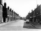 Nos. 5, 9, 11 etc. (left) and Nos. 4, 6 etc. (right), Pelham Street looking from Alfred Road towards River Don Works Coal Yard