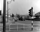 Traffic lights at the junction of Hillfoot Bridge and Penistone Road