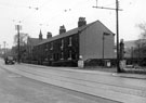 View: s18684 Penistone Road North looking from the entrance to Leacroft Garage towards Wadsley Bridge Methodist Church