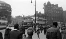 View: s18727 Pinstone Street looking towards Town Hall Square and Fargate (including Bank Chambers), Wilson Peck, Music Shop, left