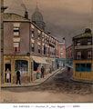 Pinstone Street, from Fargate, left and Barker's Pool, right, No. 73 Fargate, T. Baines, hairdresser, No. 3 Pinstone Street, Wm Smith, hatter, Nos. 5 - 7 John Richardson and Son, tailors, No. 79 Barker's Pool, Norfolk Hotel (landlord-Henry Darley)