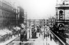 View: s18761 Pinstone Street, 1900 - 1905, looking towards Town Hall Square, Palatine Chambers, left, Town Hall, right