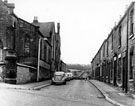 View: s18793 Plantation Road, Heeley, from Thirlwell Road, Methodist Church and Wesley Chapel, left, Thirlwell Terrace, right