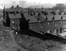 Woodgrove Lane (centre) and Rawson Street behind taken from waste ground above