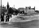 Streetscene on  Prince of Wales Road showing Darnall Congretional Church and Davy United Engineering, Darnall Engineering Works