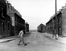 No. 2 Woodburn Road (extreme left), Nos. 218 - 204 (left) and 225 - 207 (right), Ripon Street looking towards Attercliffe Steel and Wire Mills (right of centre)
