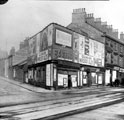 View: s19076 Derelict shops on corner of The Moor and Rockingham Street, premises in background include No 263, Rockingham Street, James Mason (Sheffield) Ltd., tailors