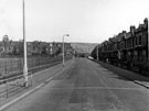 St. Lawrence Road looking towards Sheffield Road and Kimberworth (background) with the Recreation Ground and rows of terraces on Norborough Road (left)