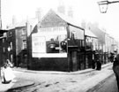 Scotland Street at the junction with Meadow Street taken from Edwards Street looking towards the pawnbrokers, showing a theatre bill for the Theatre Royal, Hush Money