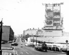 Construction of new police station, West Bar Green looking up Scotland Street from Queen Street, showing Lambert Street Flats and Burroughs Machine Ltd.,
