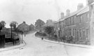 Sandygate Road from Manchester Road, back to back cottages known as Holly Rise in background (at junction with Watt Lane)