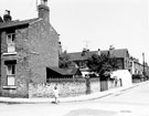 Sheaf Gardens at junction with Manton Street, rear of houses fronting Shelf Street in background
