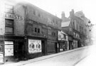 View: s19543 Snig Hill from West Bar, derelict timber framed shops, prior to demolition in 1900