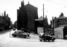 View: s19556 Snig Hill at junction with Bank Street, left, after the demolition of the Black Swan Hotel