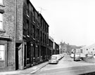 Edge of No. 25 Carlisle Street and Nos. 1, 3, 5 etc., Sorby Street lookijng towards No. 41 The Guards Rest public house and Hallcar Street