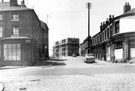 No. 57, Brunswick Road, W. H. Robinson, fruitier and florist, W. Foulstone's, betting shop, No. 1, Nottingham Street looking down Spital Street towards construction of new flats