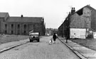 Rear of Attercliffe pavilion and housing awaiting demolition from Nos. 38, 40, 42 etc. (right), Swan Street, Atterclffe looking towards housing on Coleridge Road