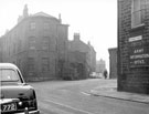 View: s19844 Junction of Arundel Street and Surrey Street, looking towards Eyre Lane. No 126, Surrey Street, centre