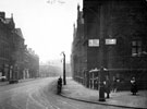 Surrey Street from Town Hall Square, junction with Norfolk Street in background, Premises on left include Montgomery Hall, No 37, Whiteley's Business Training College and School of Commerce and Channing Hall. Town Hall, right