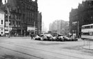 View: s19979 Town Hall Square and Rockery, looking towards Fargate. Premises on left include Bank Chambers