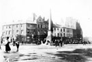 View: s19980 Jubilee Monolith, Town Hall Square, looking towards Leopold Street and Fargate. Shops include No. 70 Charles A. George, chemist