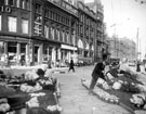 View: s19992 Town Hall Square rockery and Leopold Street. Premises include Grand Hotel, Johnson and Appleyards Ltd., cabinet manufacturers, Wilson Peck Ltd.