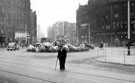 View: s20006 Town Hall Square and Rockery, looking towards Fargate, Albany Hotel and Yorkshire Penny Bank, right