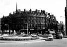 View: s20008 Goodwin Fountain, Town Hall Square looking towards Yorkshire Penny Bank, Albany Hotel and Carmel House, Fargate and Montgomery Hall, Surrey Street