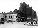 View: s20016 Leopold Street and Fargate from Town Hall Square. No. 70 Fargate, H.L. Brown and Son Ltd., jewellers, No. 68 Cantors, No. 66 Dean and Dawson Ltd., travel agents and Bank Chambers